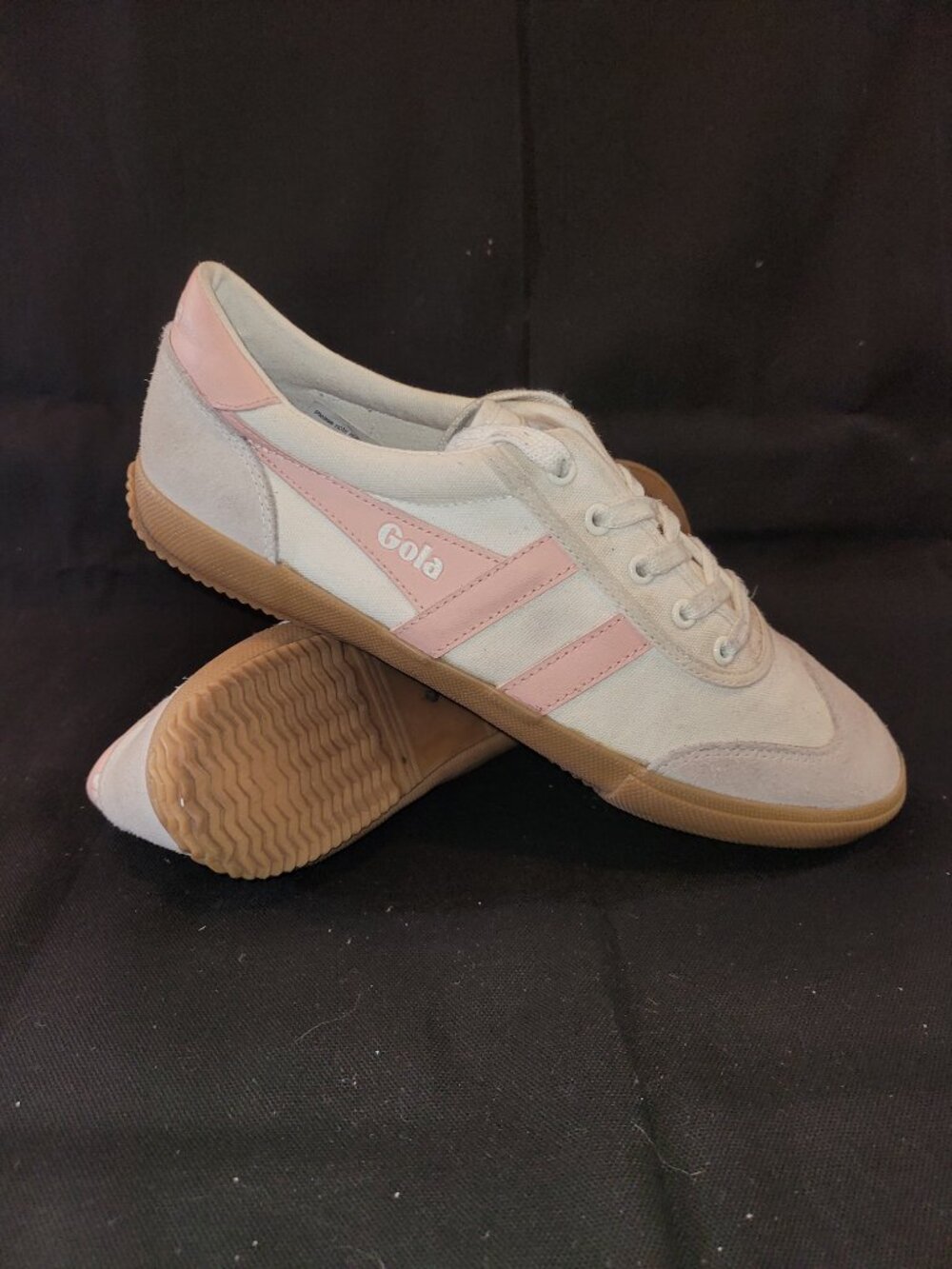Gola Badminton Plimsoll Off White and Pearl Pink Suede Sneakers Women's Size 9 - Picture 7 of 14